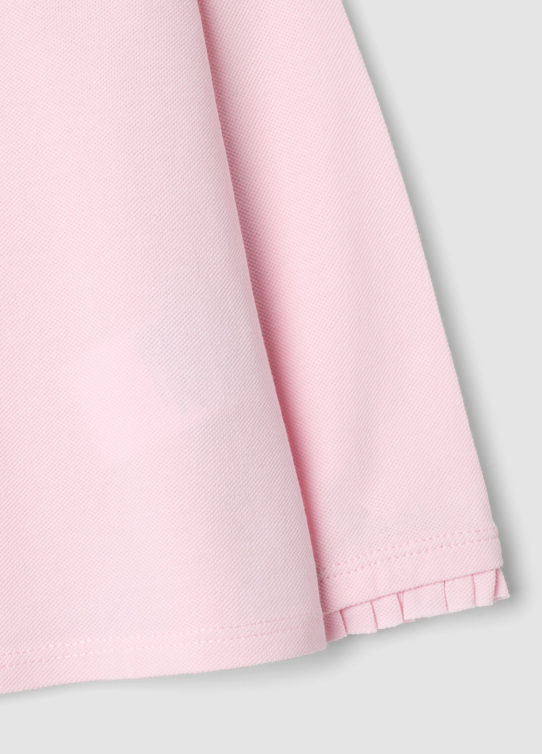 Pink long-sleeve organic cotton polo shirt, regular fit, for baby girl