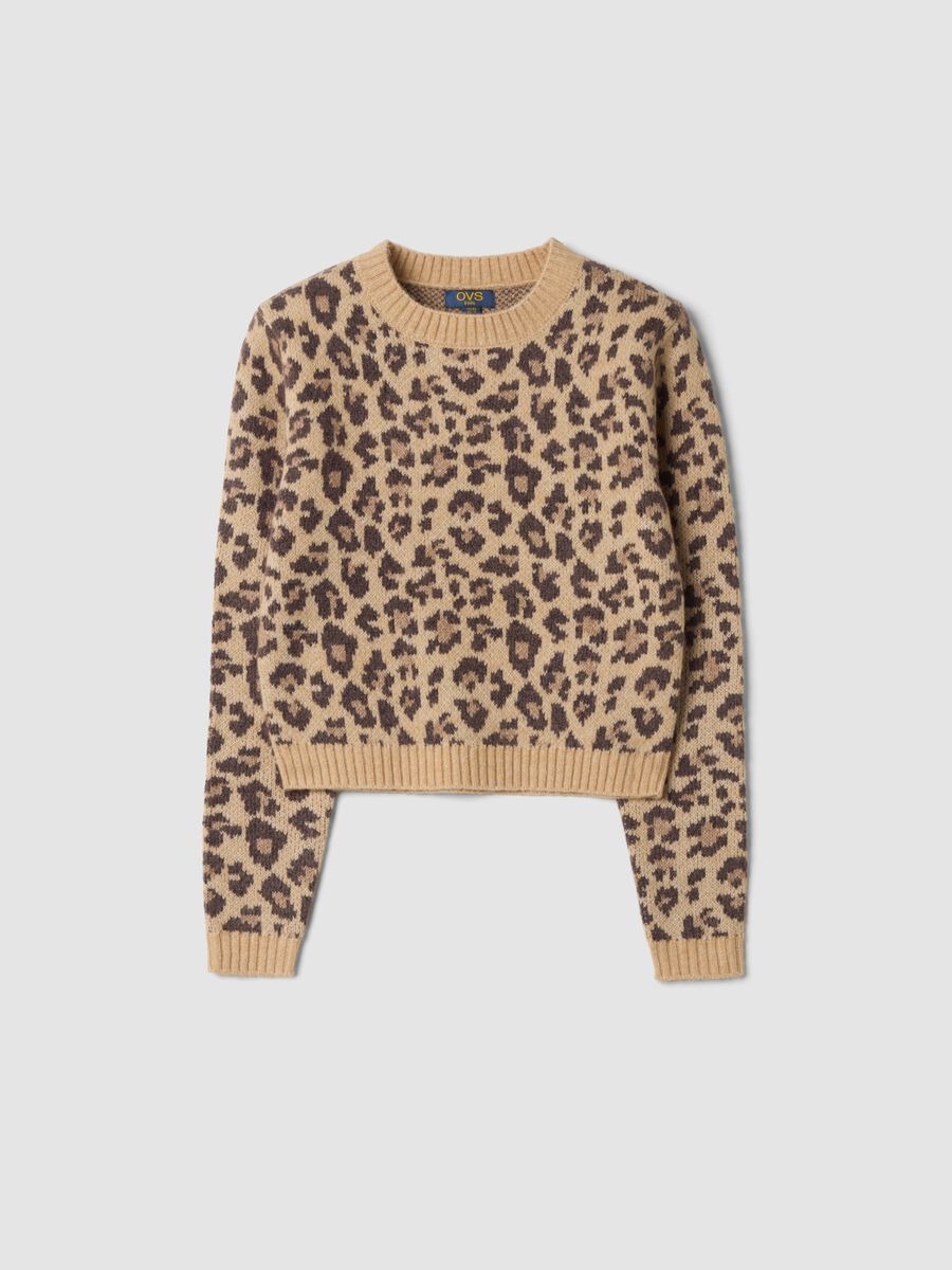 Beige crew-neck jumper in stretch wool_0