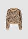 Maglione beige girocollo in lana elasticizzata_0