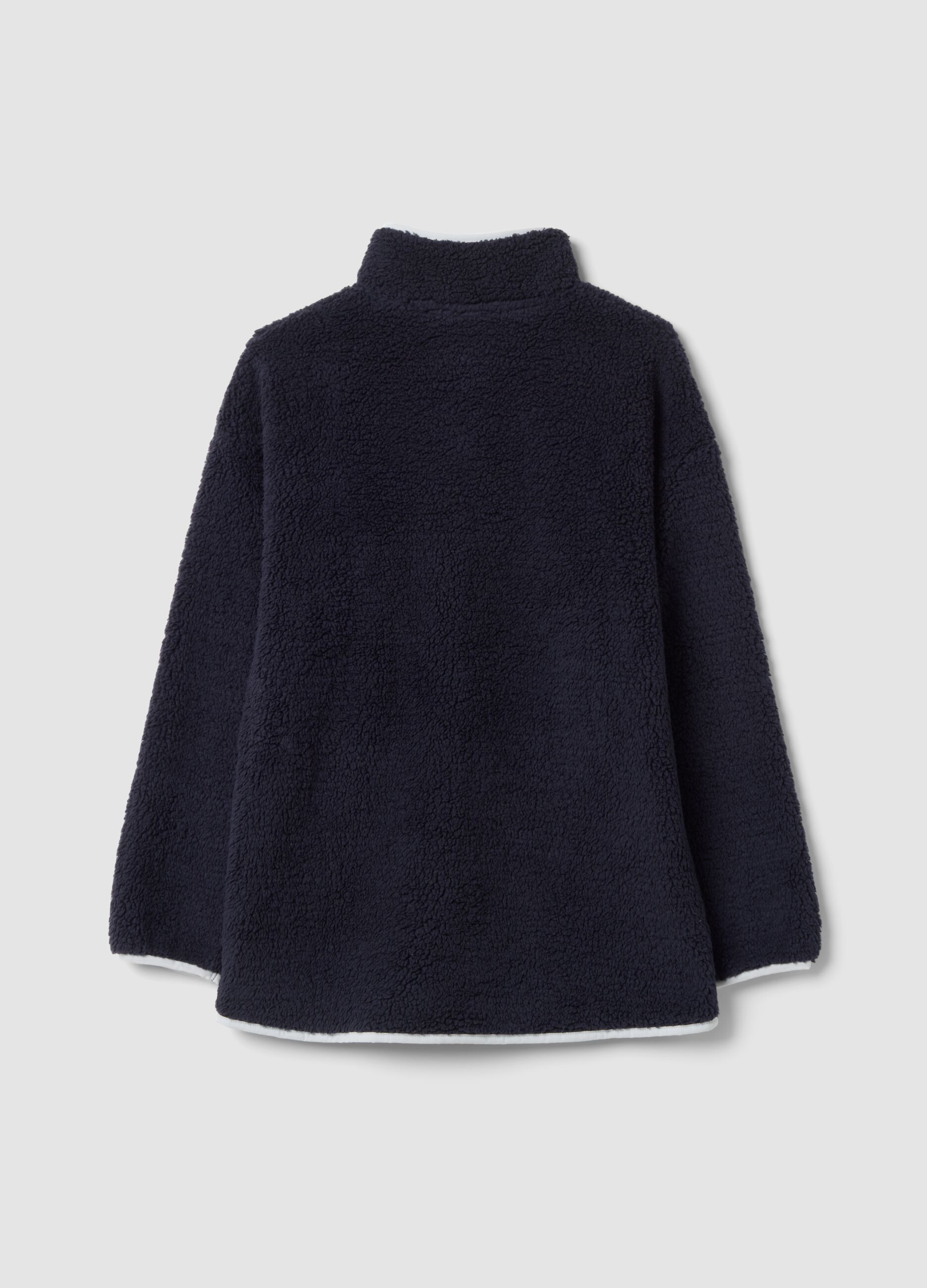 Vestaglia sherpa blu con zip e due tasche