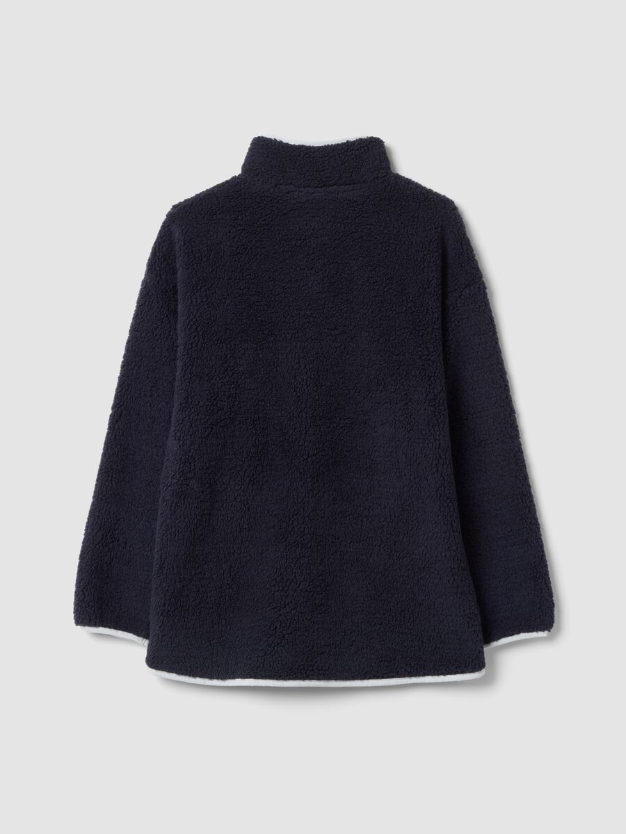 Blue sherpa zip-up dressing gown with two pockets_2