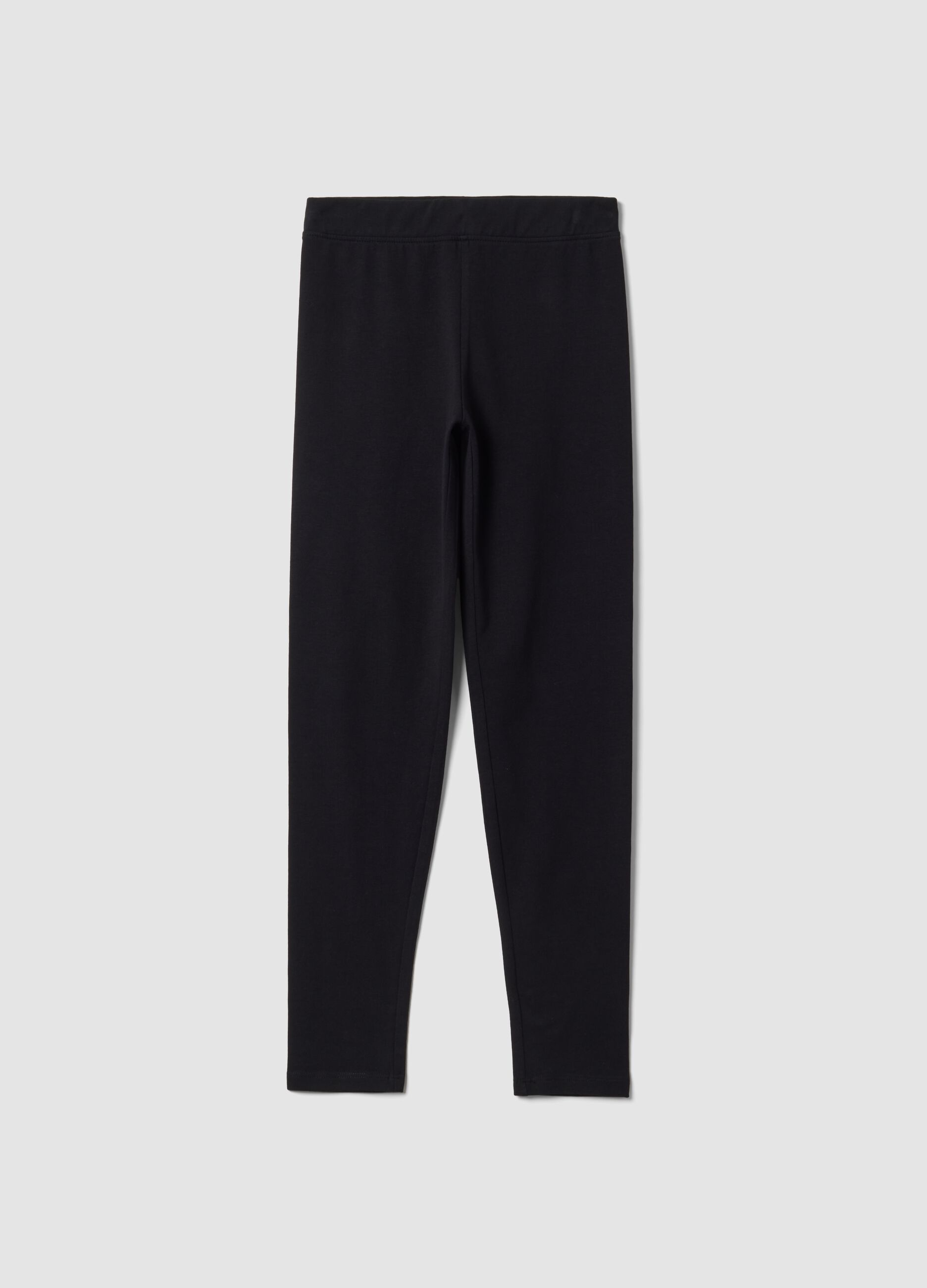 Girls&rsquo; black skinny-fit organic stretch cotton leggings