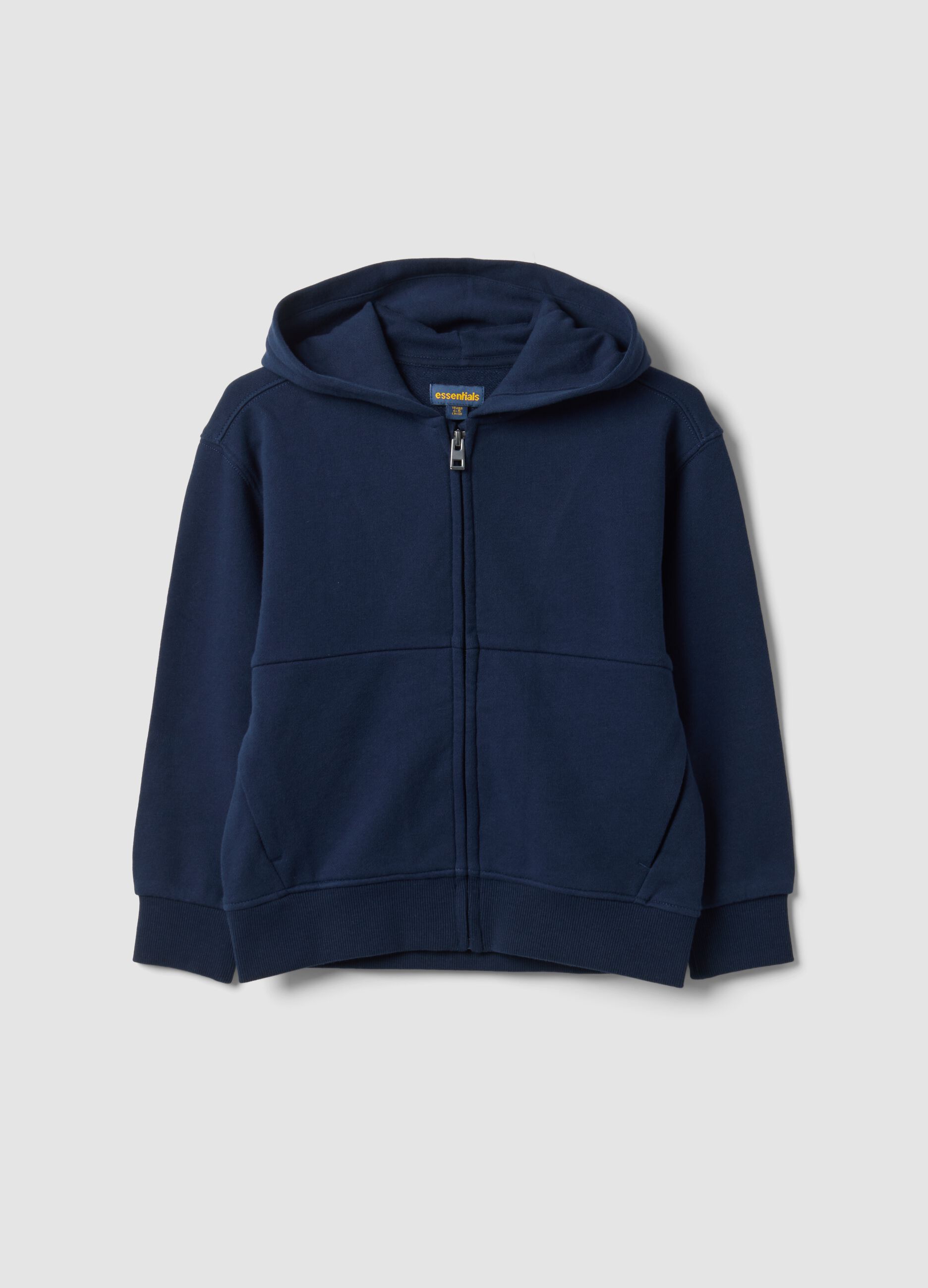 Blue hooded sweatshirt in pure organic cotton, oversized fit, for boys