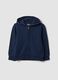 Blue hooded sweatshirt in pure organic cotton, oversized fit, for boys_0