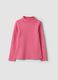 Pink pure organic cotton T-shirt with high neck_0