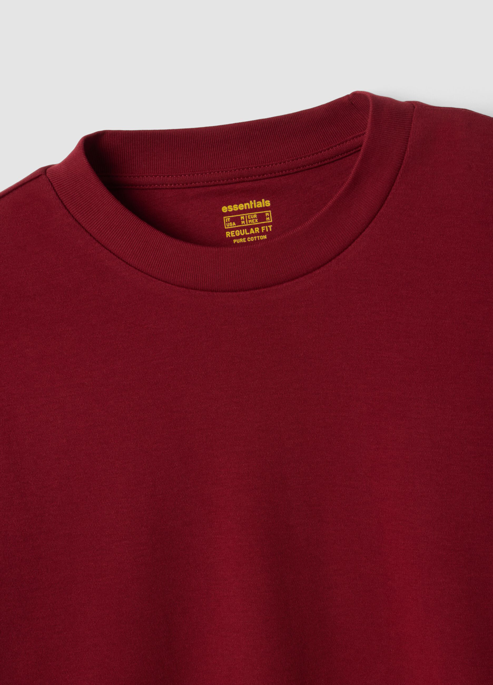 T-shirt rossa in puro cotone girocollo regular fit