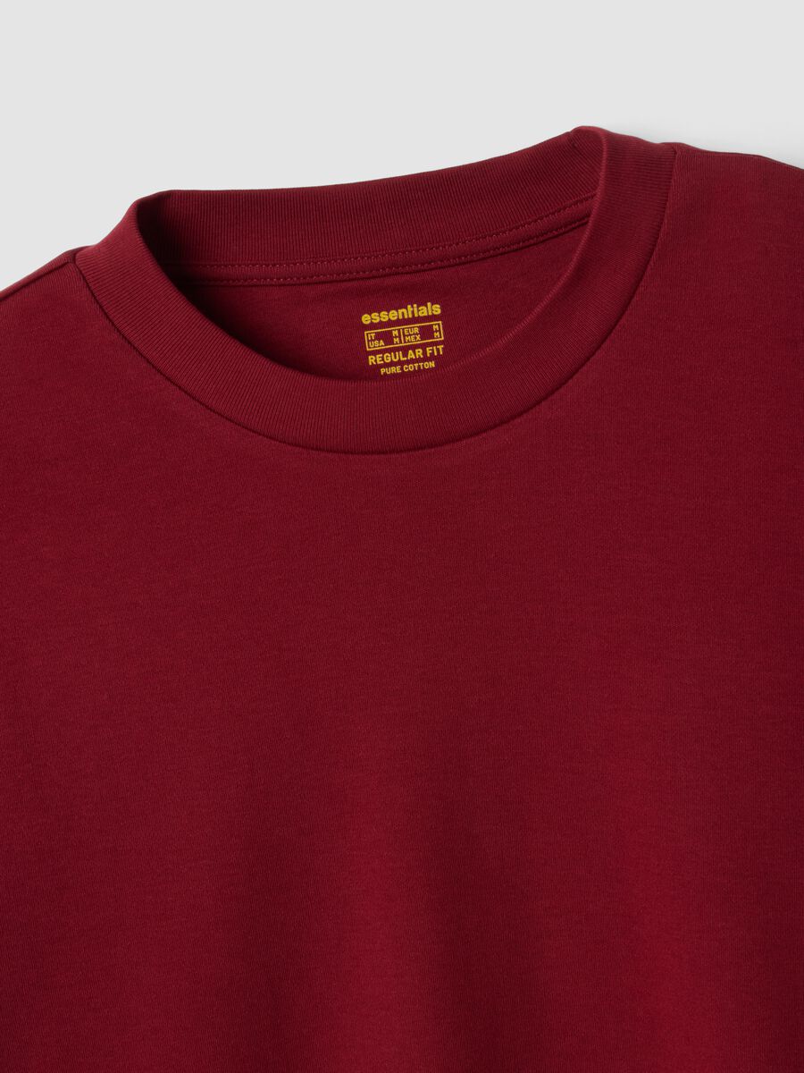 Red pure cotton crew-neck T-shirt, regular fit_1