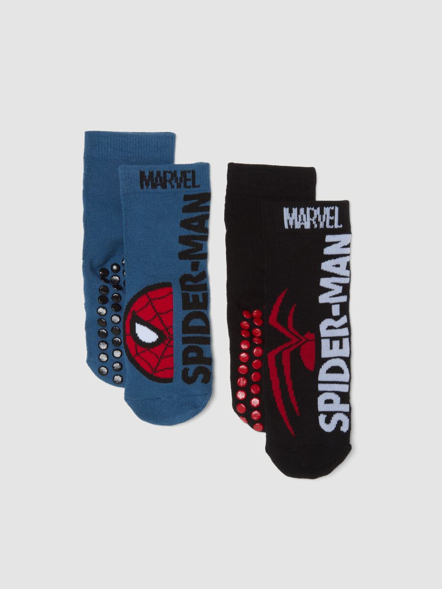 2-pack of blue non-slip Marvel Spider-Man socks in organic stretch cotton_0