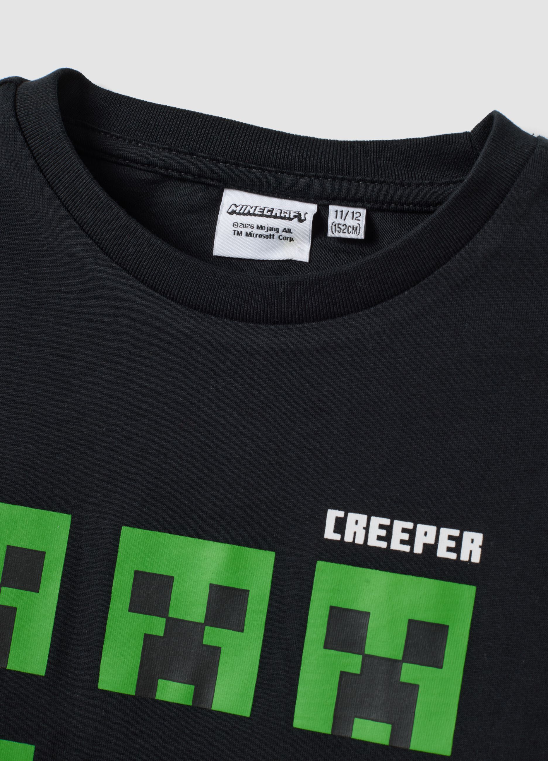 Black pure cotton Minecraft print T-shirt for boys