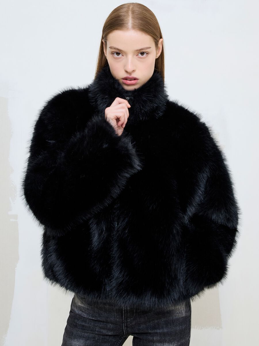 Black Faux Fur Jacket_0