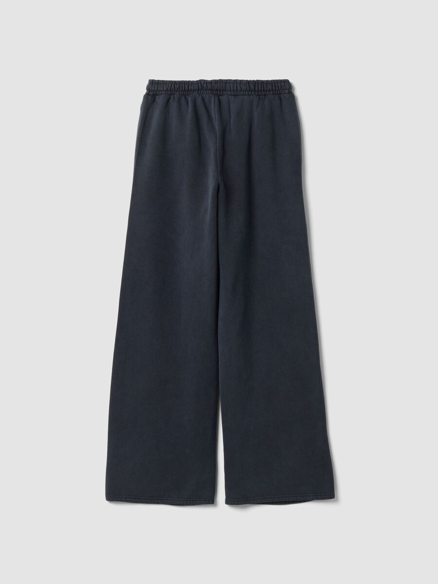 Jogger grigi wide leg in misto cotone con strass_7