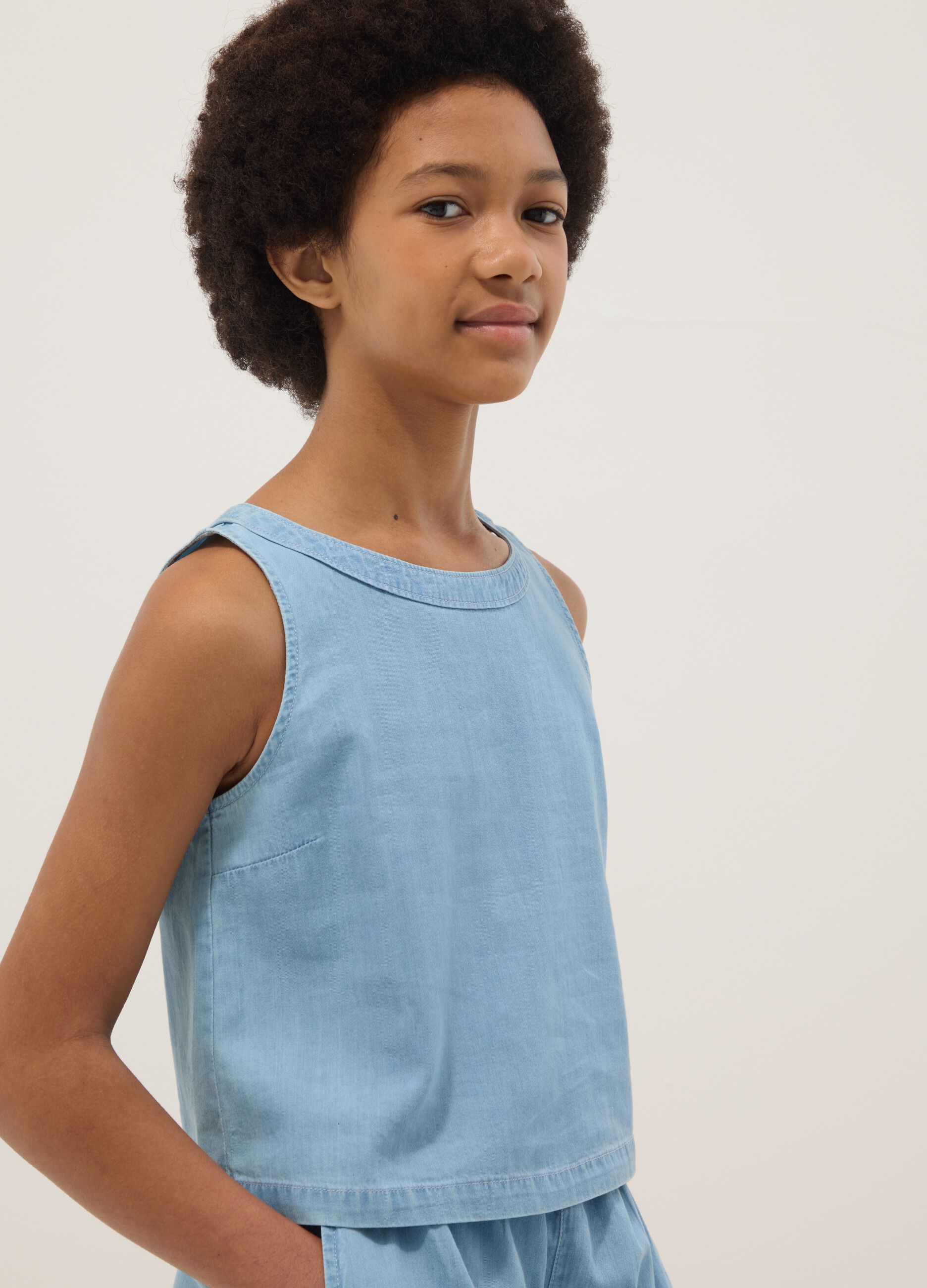 Blue pure cotton blouse