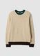 Beige crew-neck jumper in stretch wool and alpaca, regular fit_0