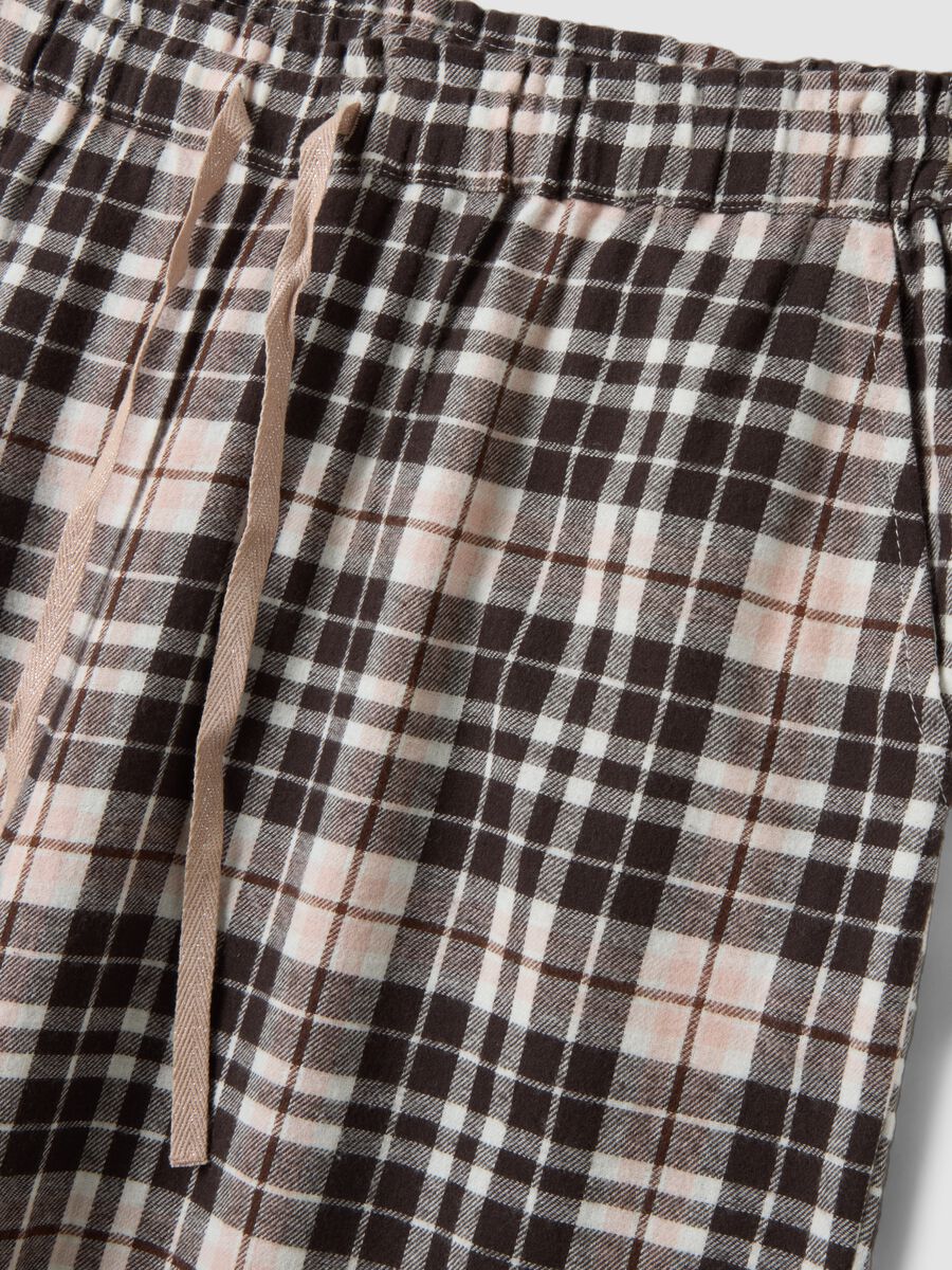 Brown checked organic pure cotton flannel pyjama trousers_1