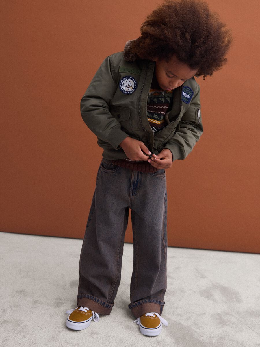 Dark green padded water-repellent jacket, oversized fit_1