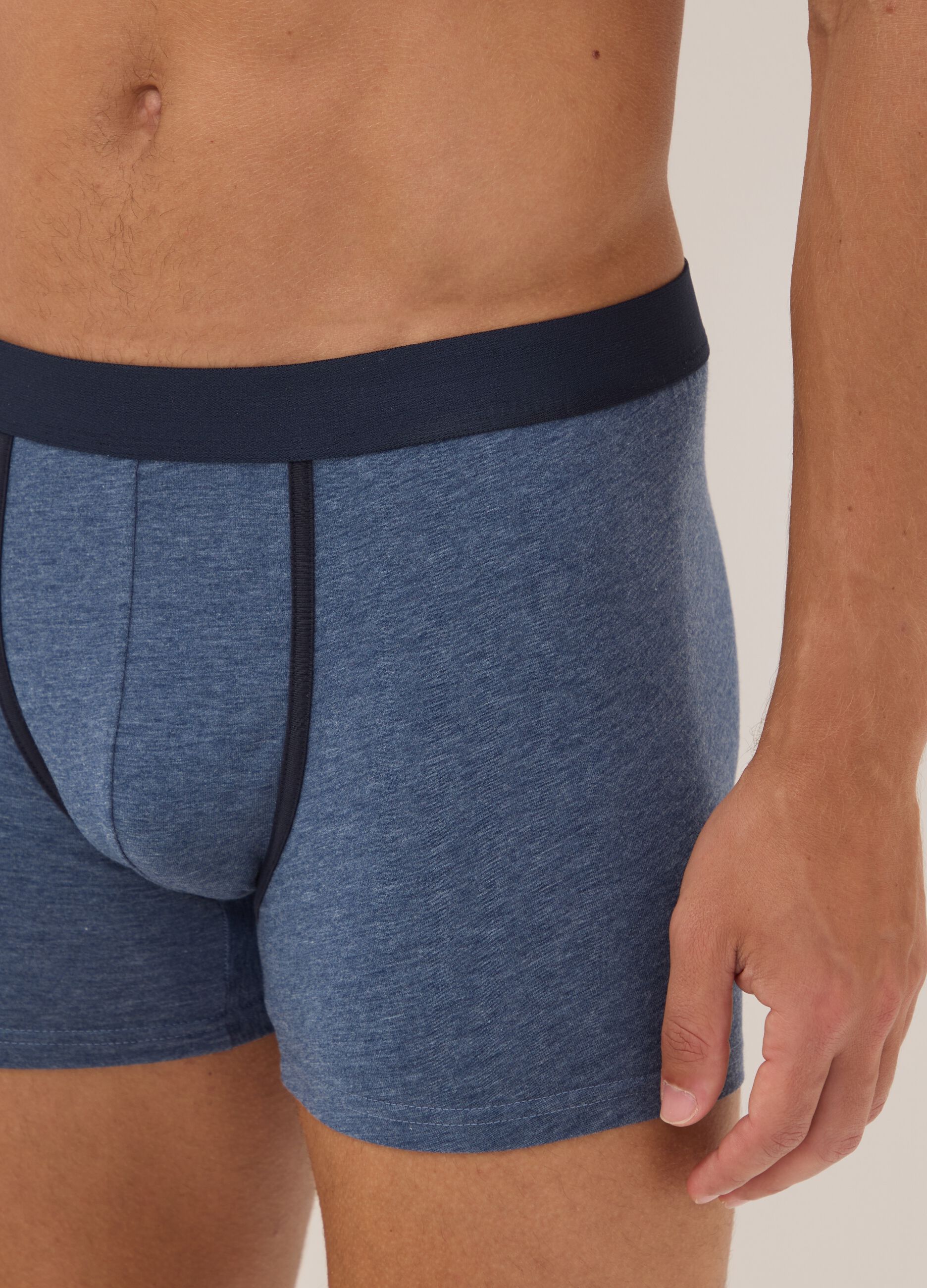 3-pack of blue and black midi boxer shorts in stretch organic cotton