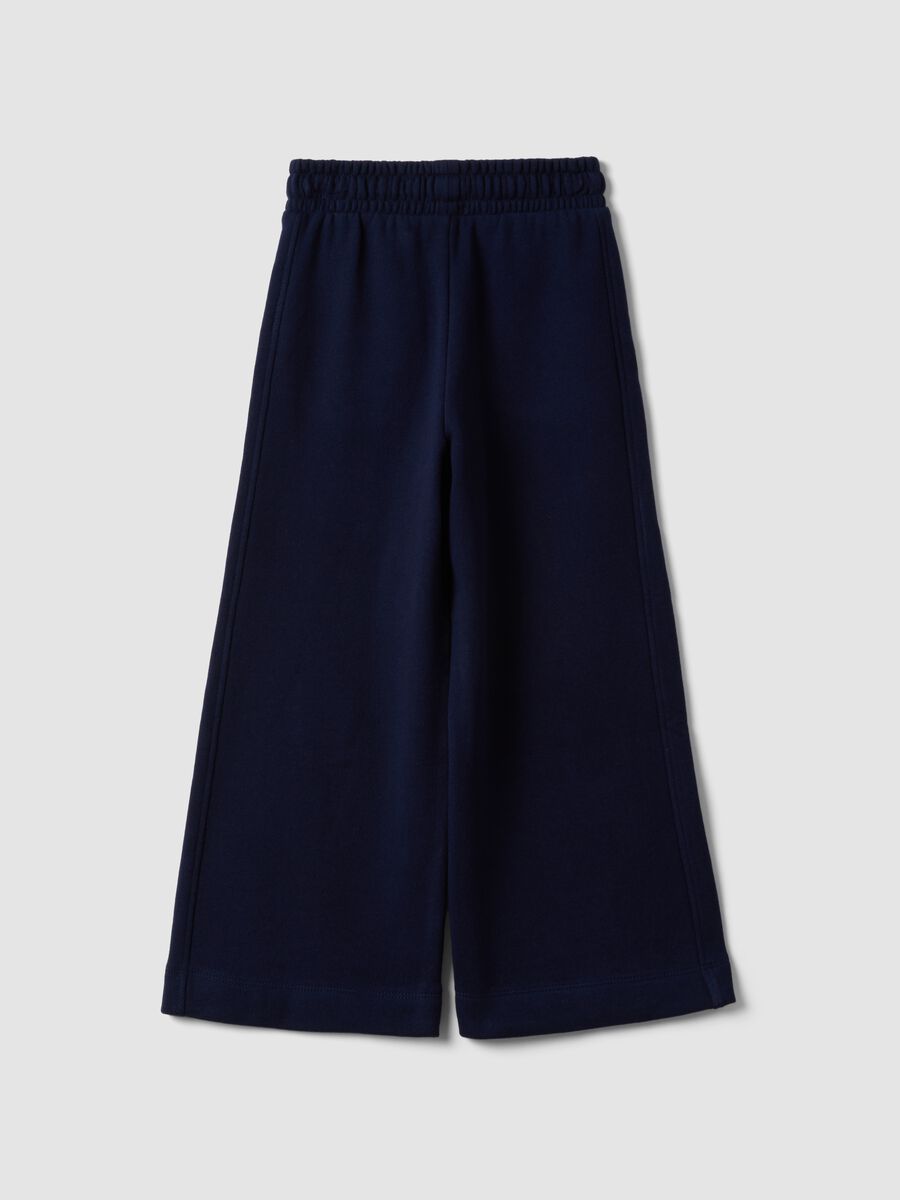 Blue organic cotton culotte trousers for girls_1
