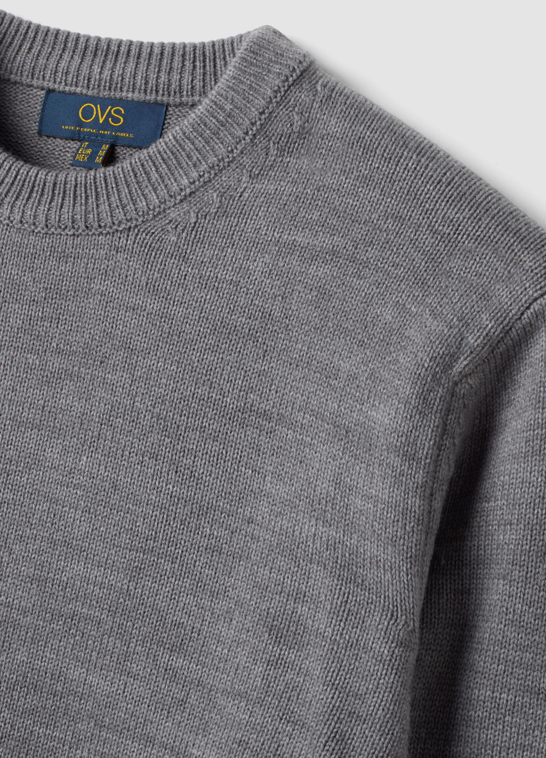 Grey crew-neck jumper in knit jersey, regular fit