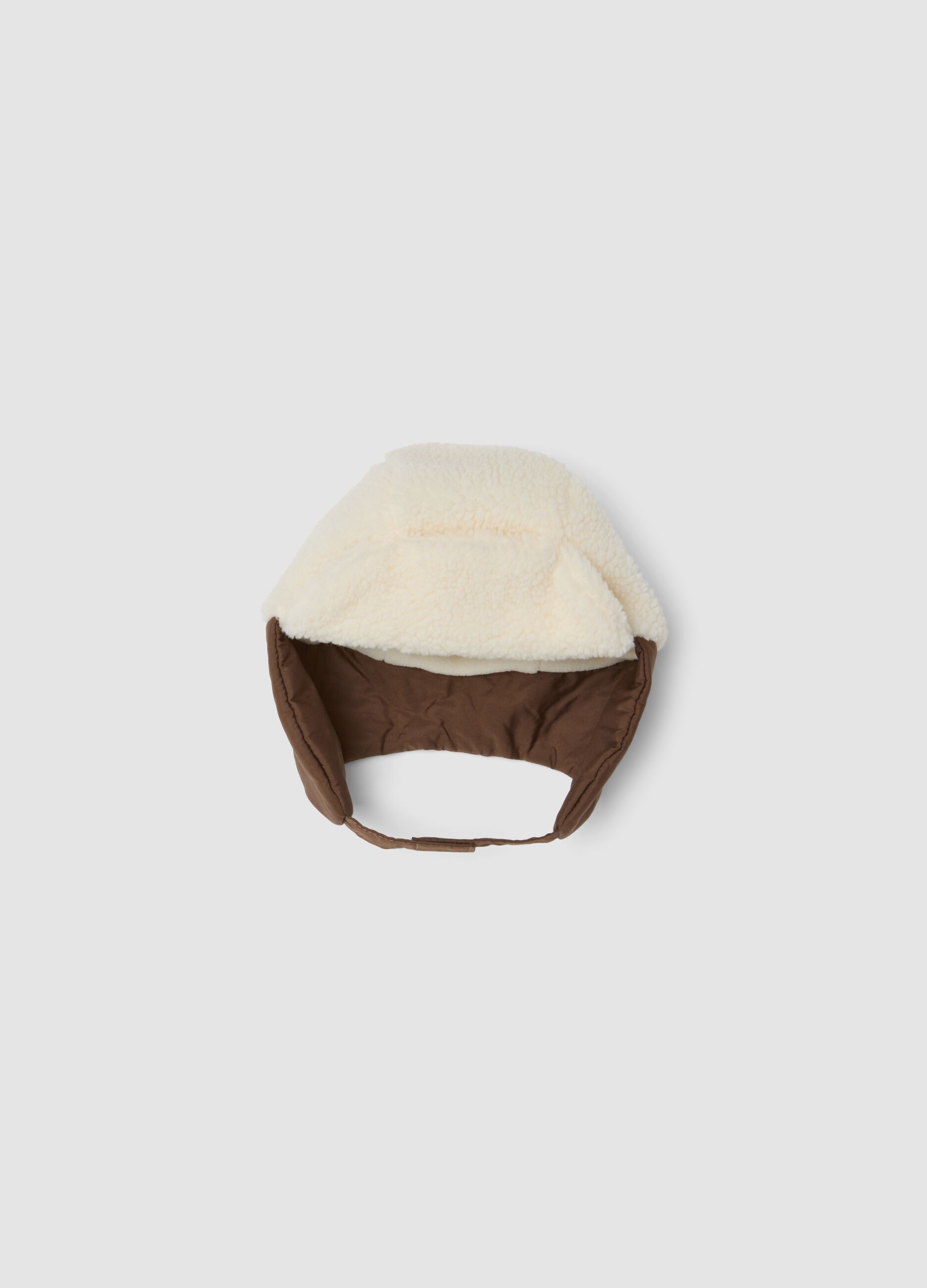 Cappello marrone chiaro aviatore con effetto teddy