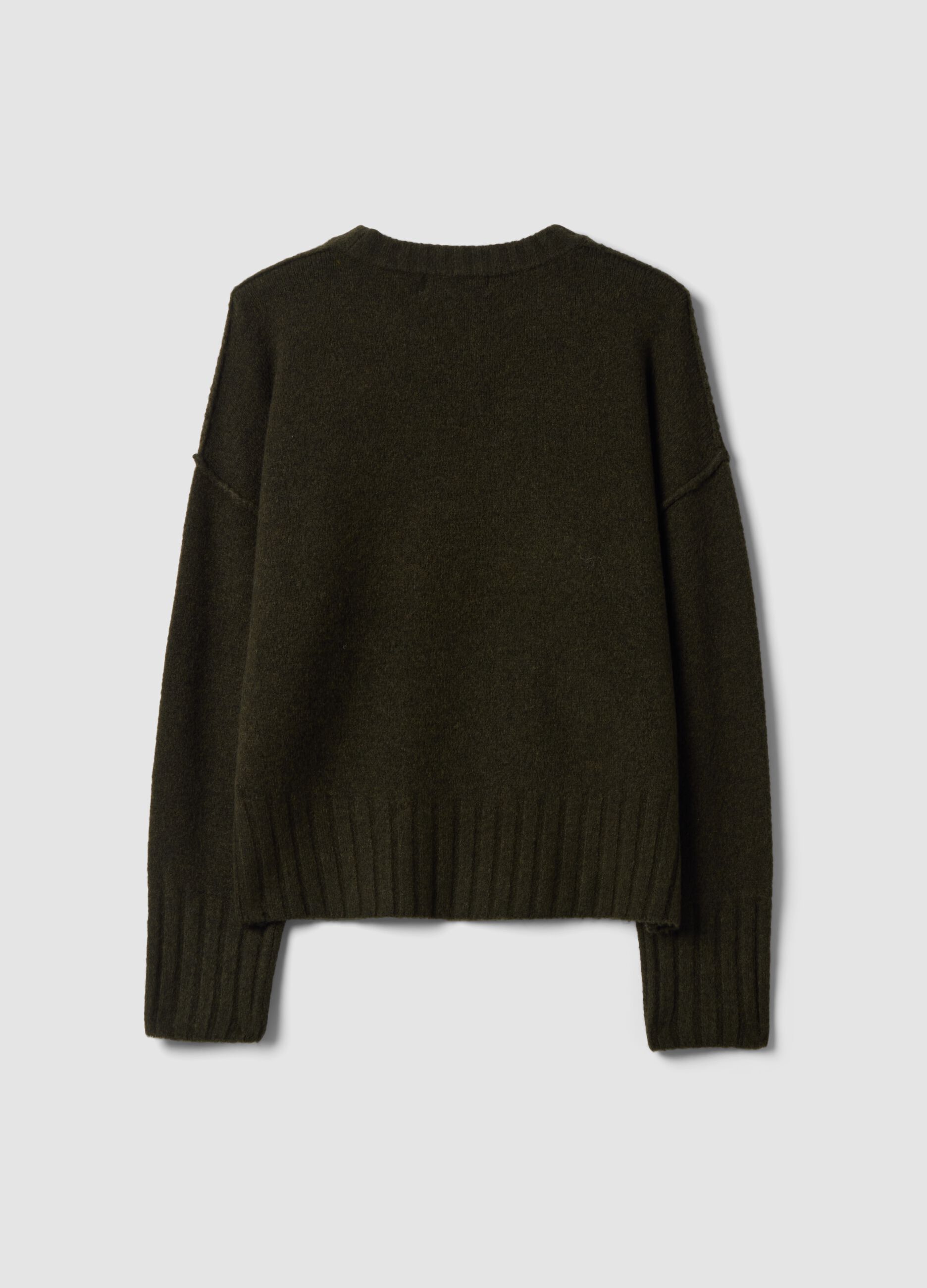 Green stretch crew-neck top