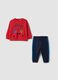 Red oversized jogging set in pure organic cotton with gaming print_0