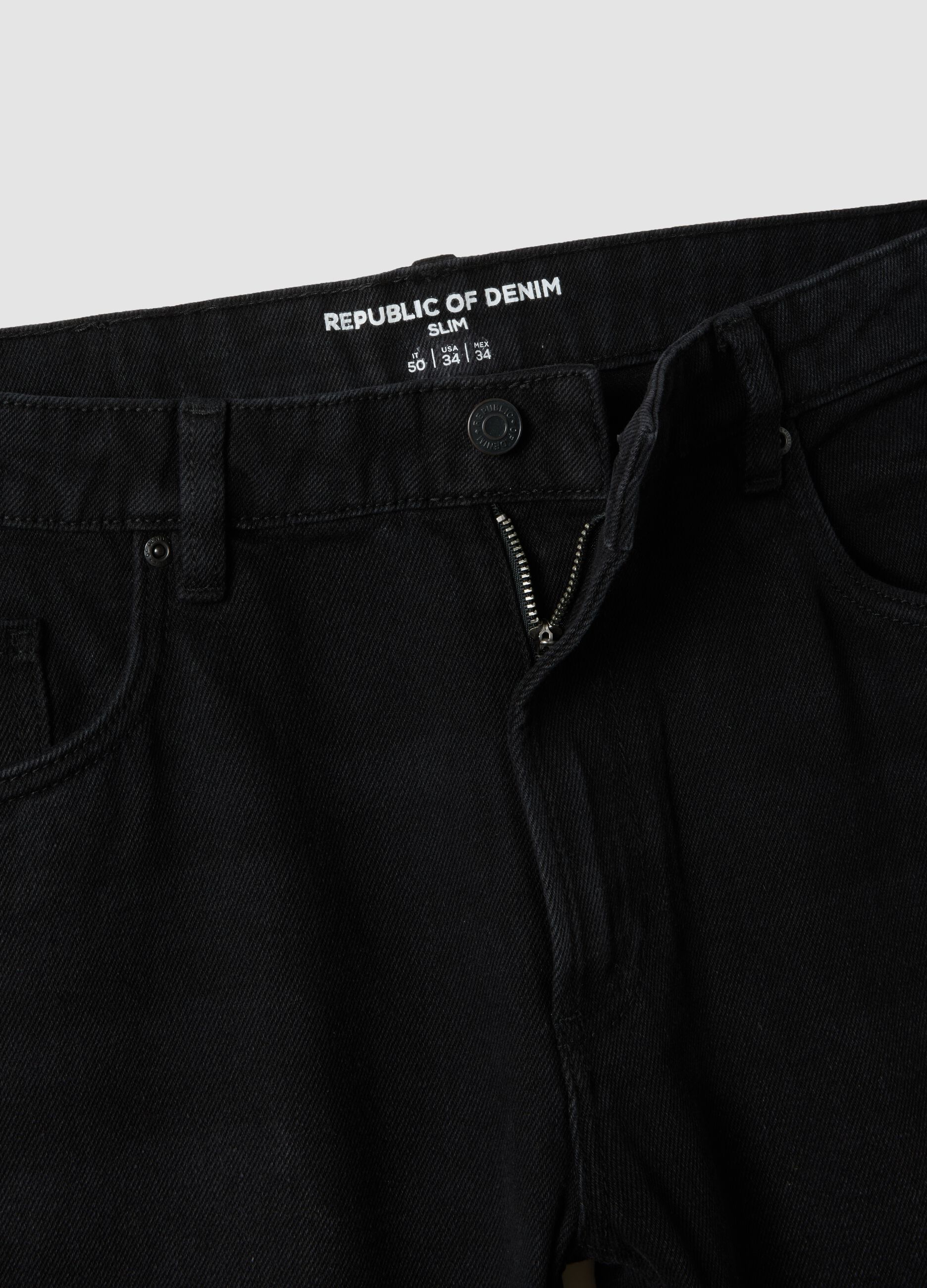 Jeans neri in misto cotone e viscosa slim fit