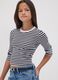 T-shirt nera a righe in cotone organico elasticizzato girocollo_0