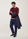 Pantaloni chino blu in puro cotone carrot fit_0