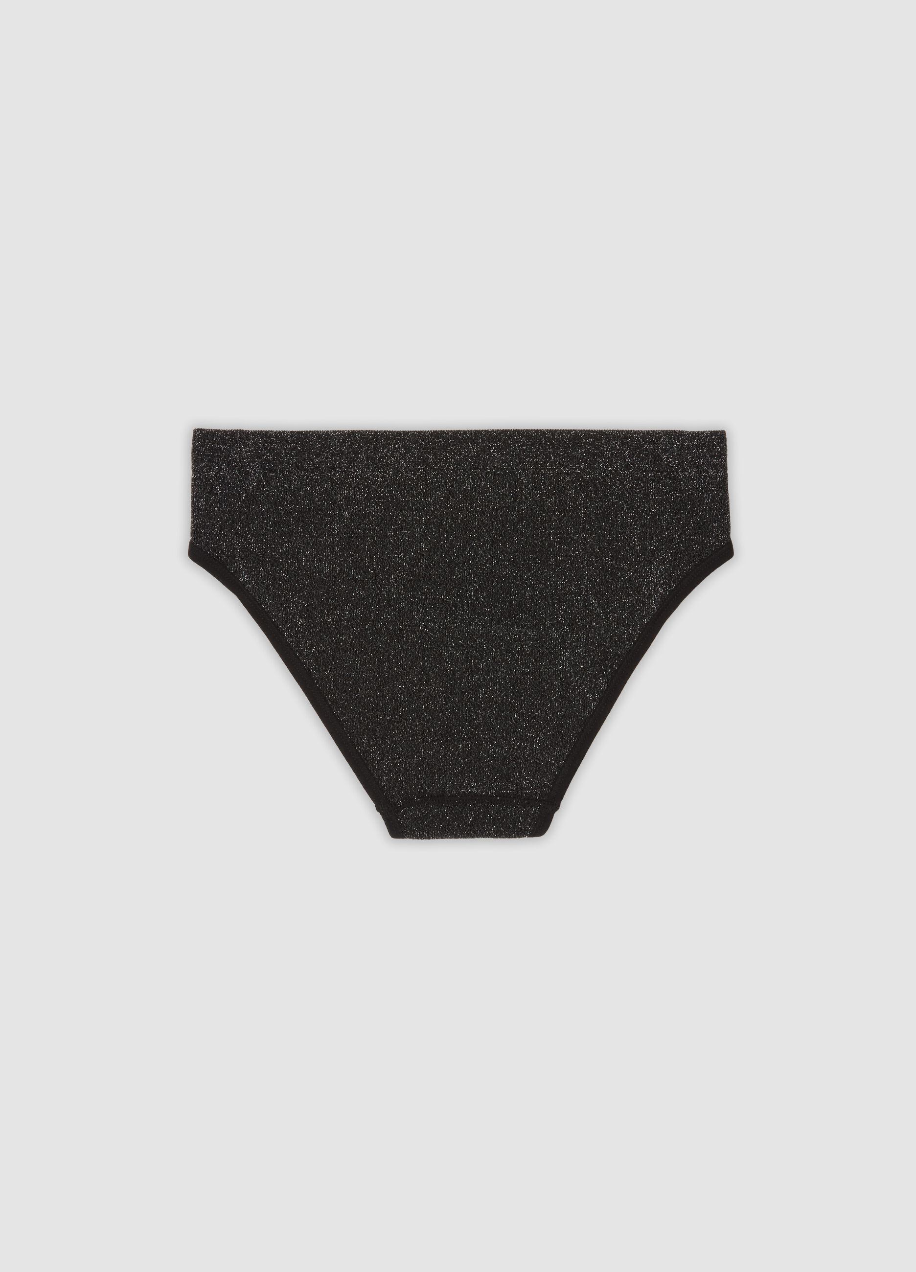 Black organic cotton regular-waist briefs with Lurex