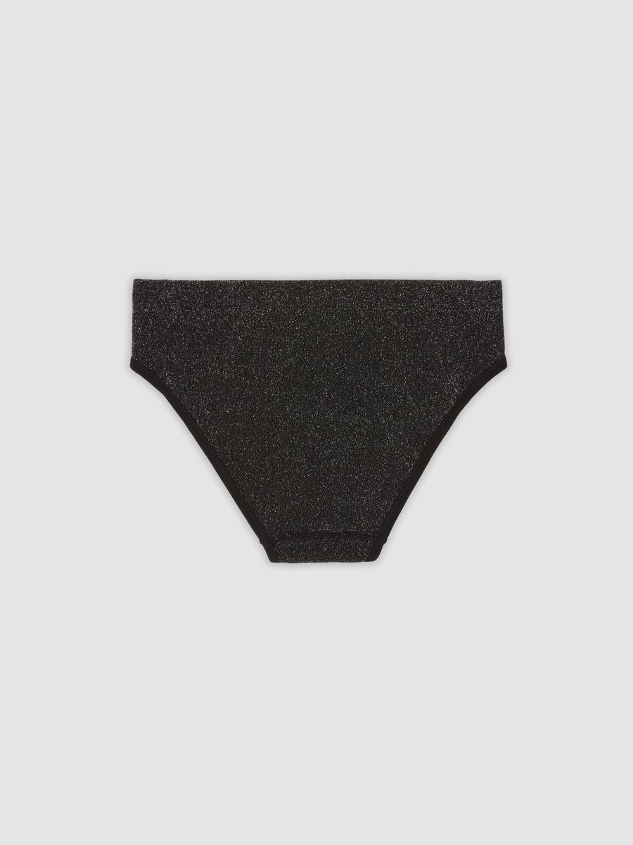 Black organic cotton regular-waist briefs with Lurex_1