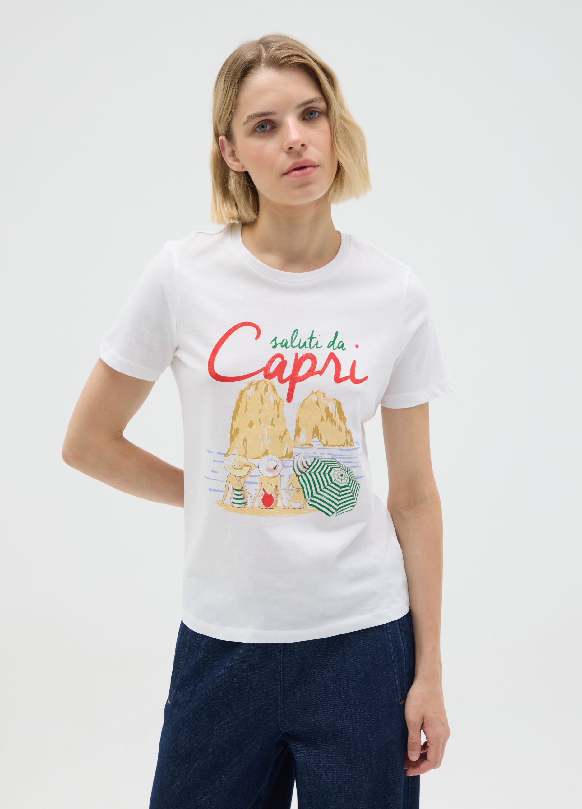 White regular fit pure cotton T-shirt