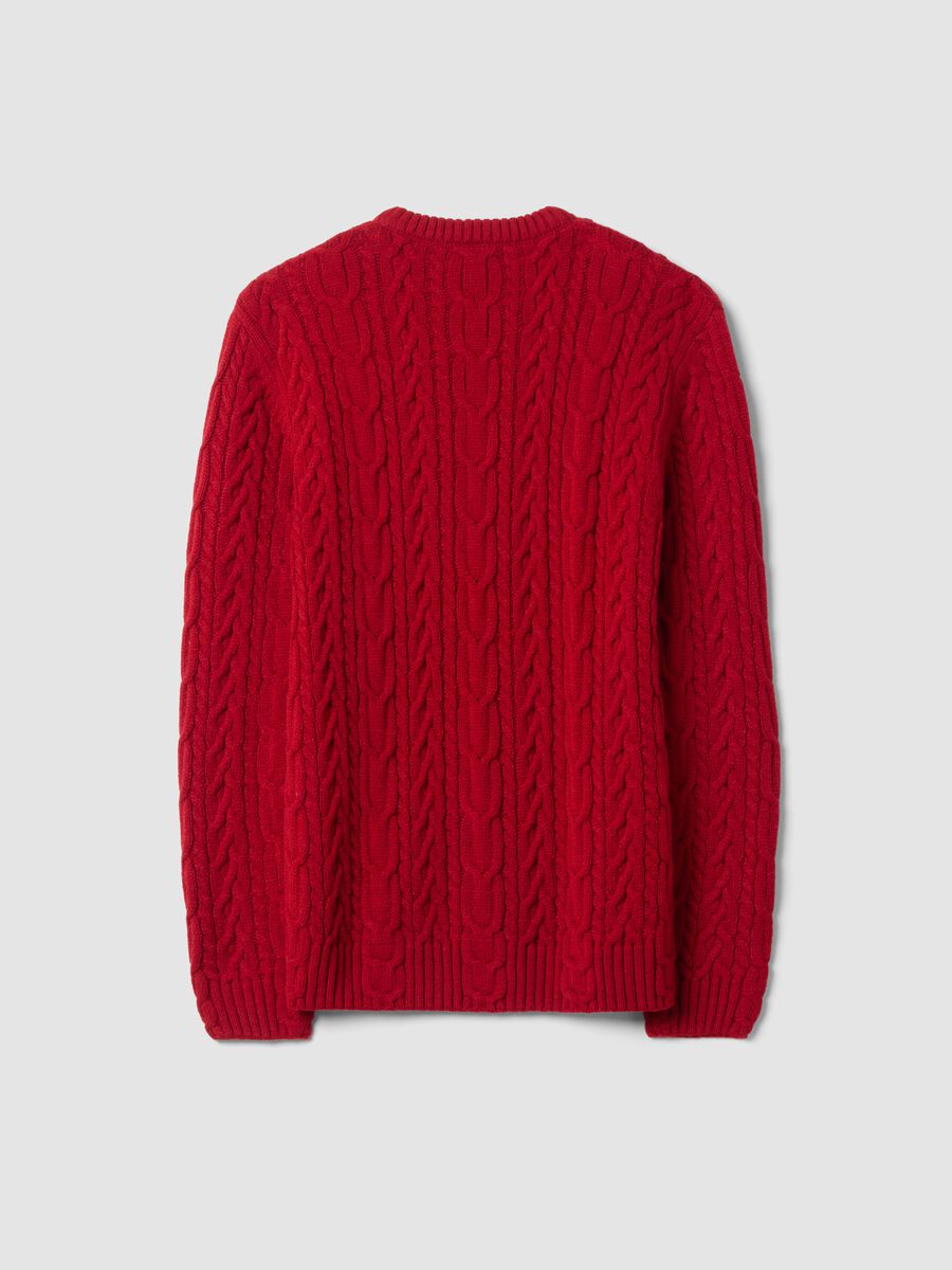 Red crew-neck wool-blend jumper with jacquard knit_6