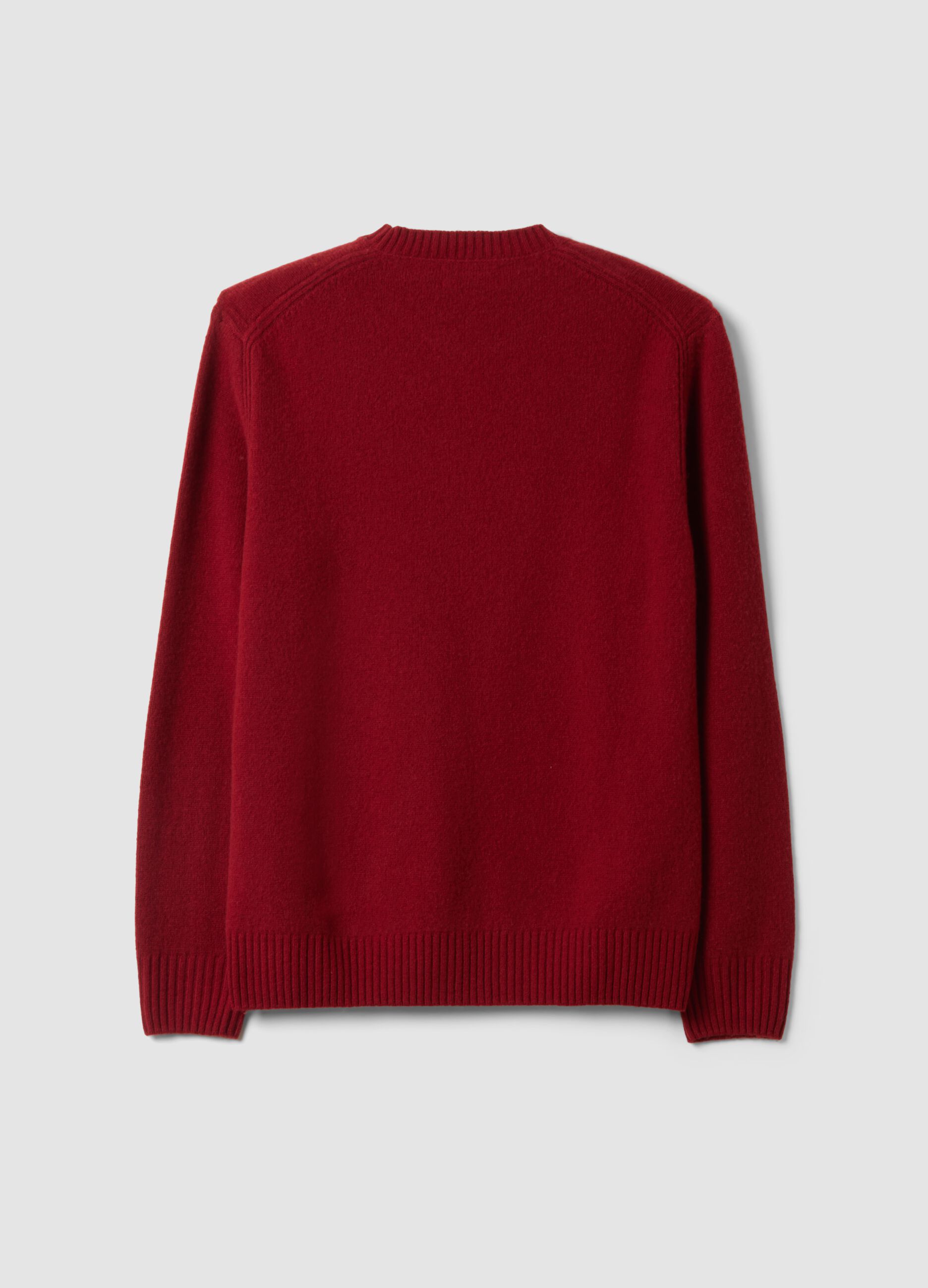 Red crew-neck wool-blend jumper, regular fit