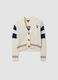 كارديغان أبيض بمزيج من القطن بياقة V عميقة وتطريز قلب_3