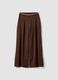 Brown wide-leg formal trousers in stretch viscose with belt_4