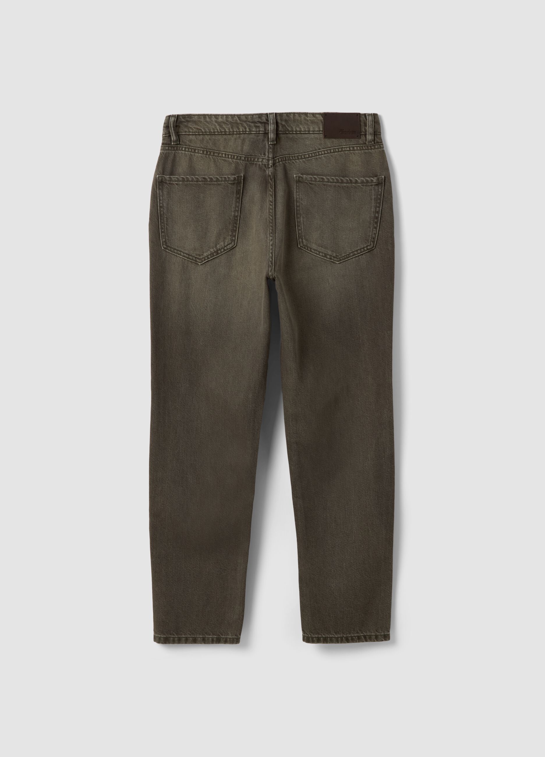 Jeans marroni in misto cotone e lyocell regular tapered