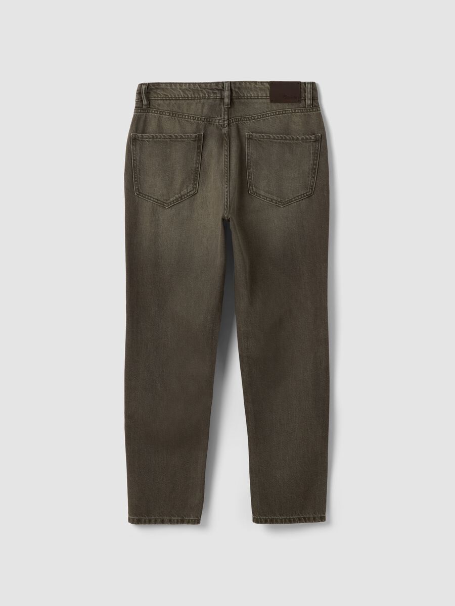 Brown regular tapered jeans in cotton and lyocell blend_2