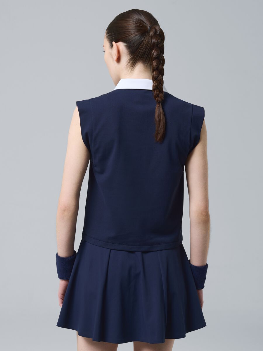 Blue sleeveless ALTAVIA COURT polo in stretch cotton with classic collar_3