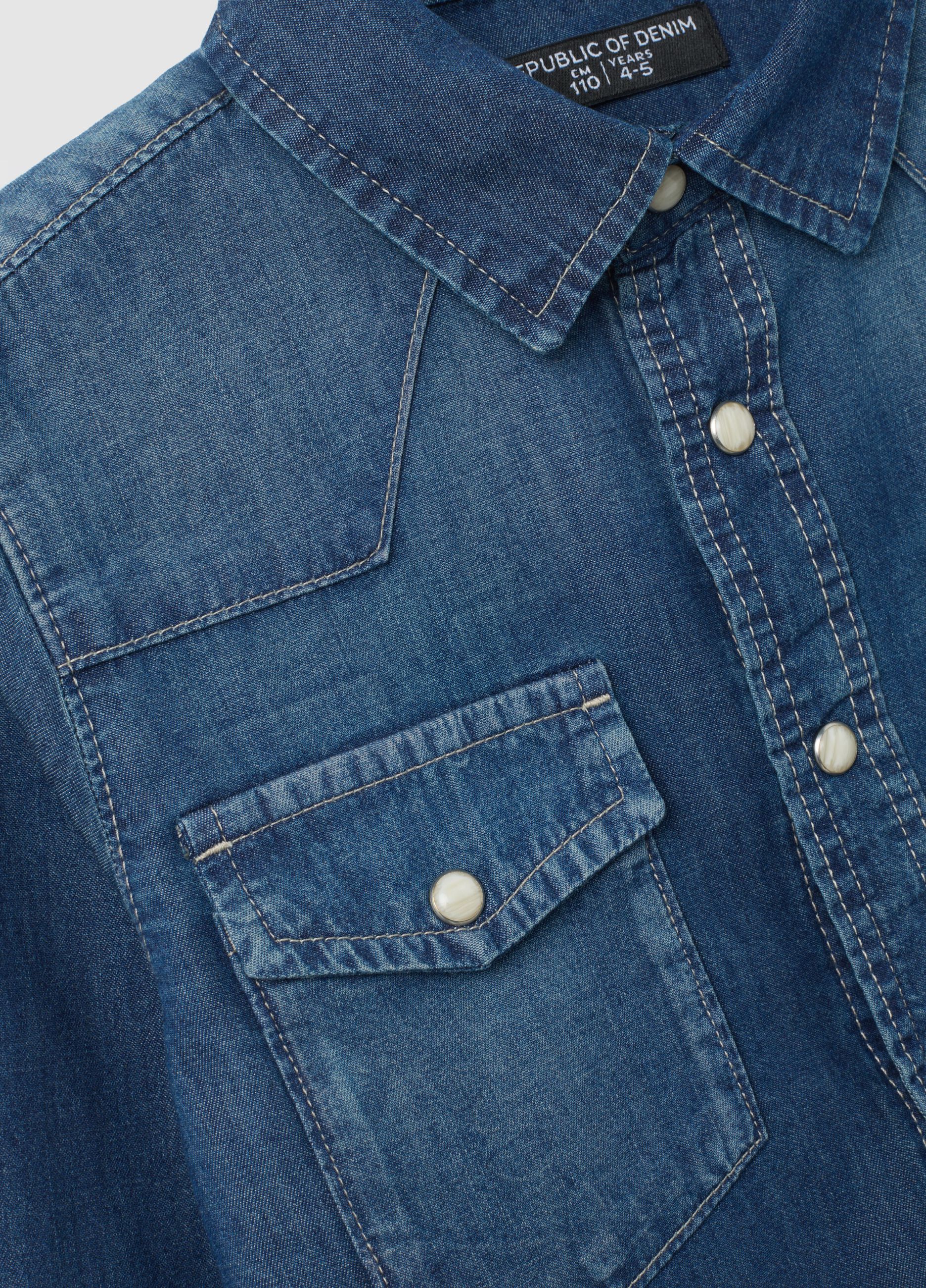 Kids' regular fit pure cotton denim shirt