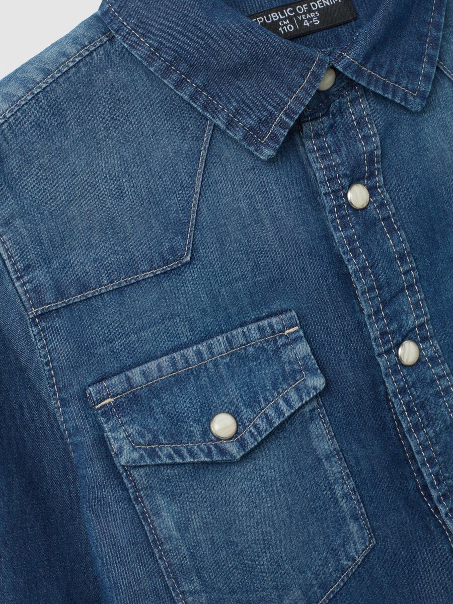Kids' regular fit pure cotton denim shirt_2