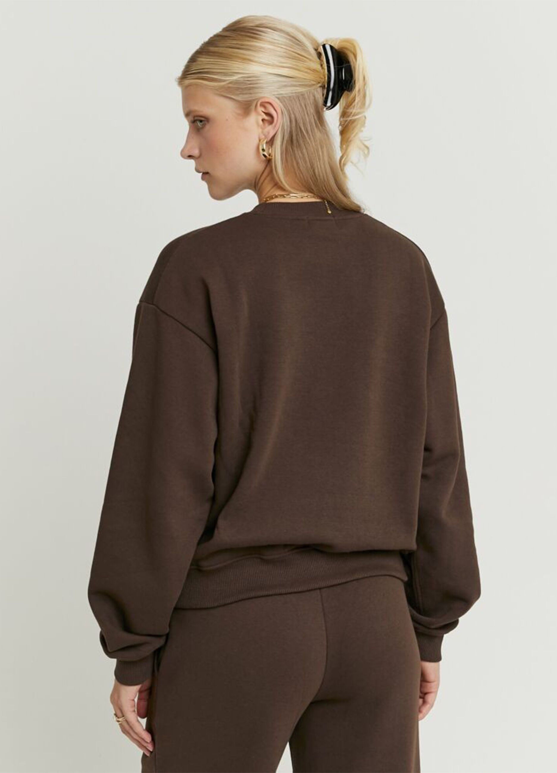 Brown cotton blend sweatshirt regular fit