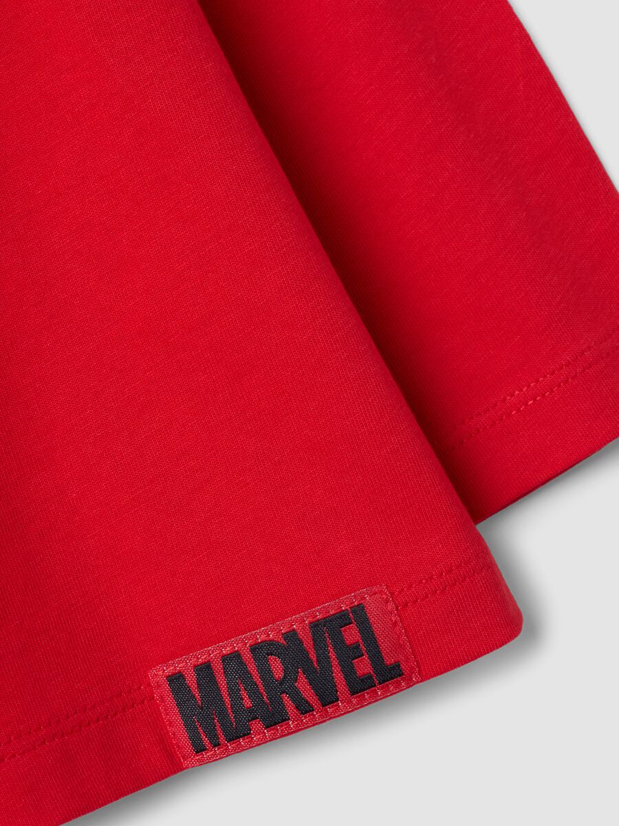 Red long-sleeve pure cotton T-shirt with MARVEL Spider-Man print for boys_3