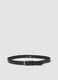 Black genuine leather belt with metal buckle_0