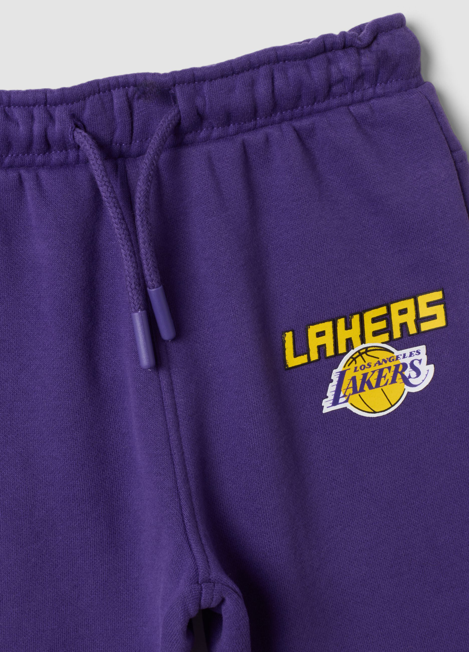 Completo jogging giallo in misto cotone con stampa Lakers over fit