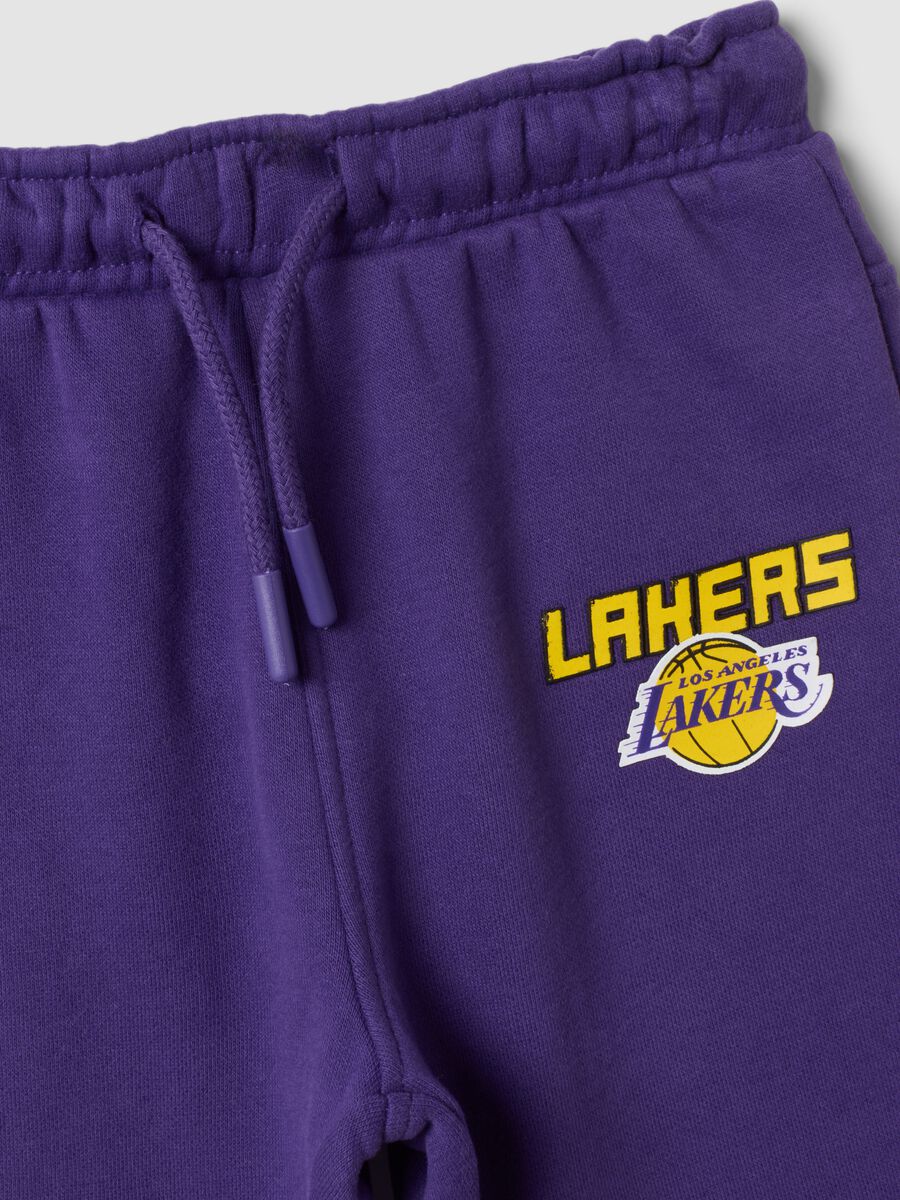 Completo jogging giallo in misto cotone con stampa Lakers over fit_2
