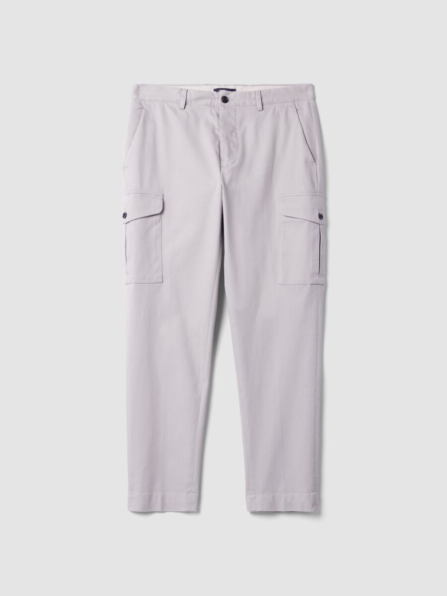 Grey comfort-fit stretch cotton twill cargo trousers_4