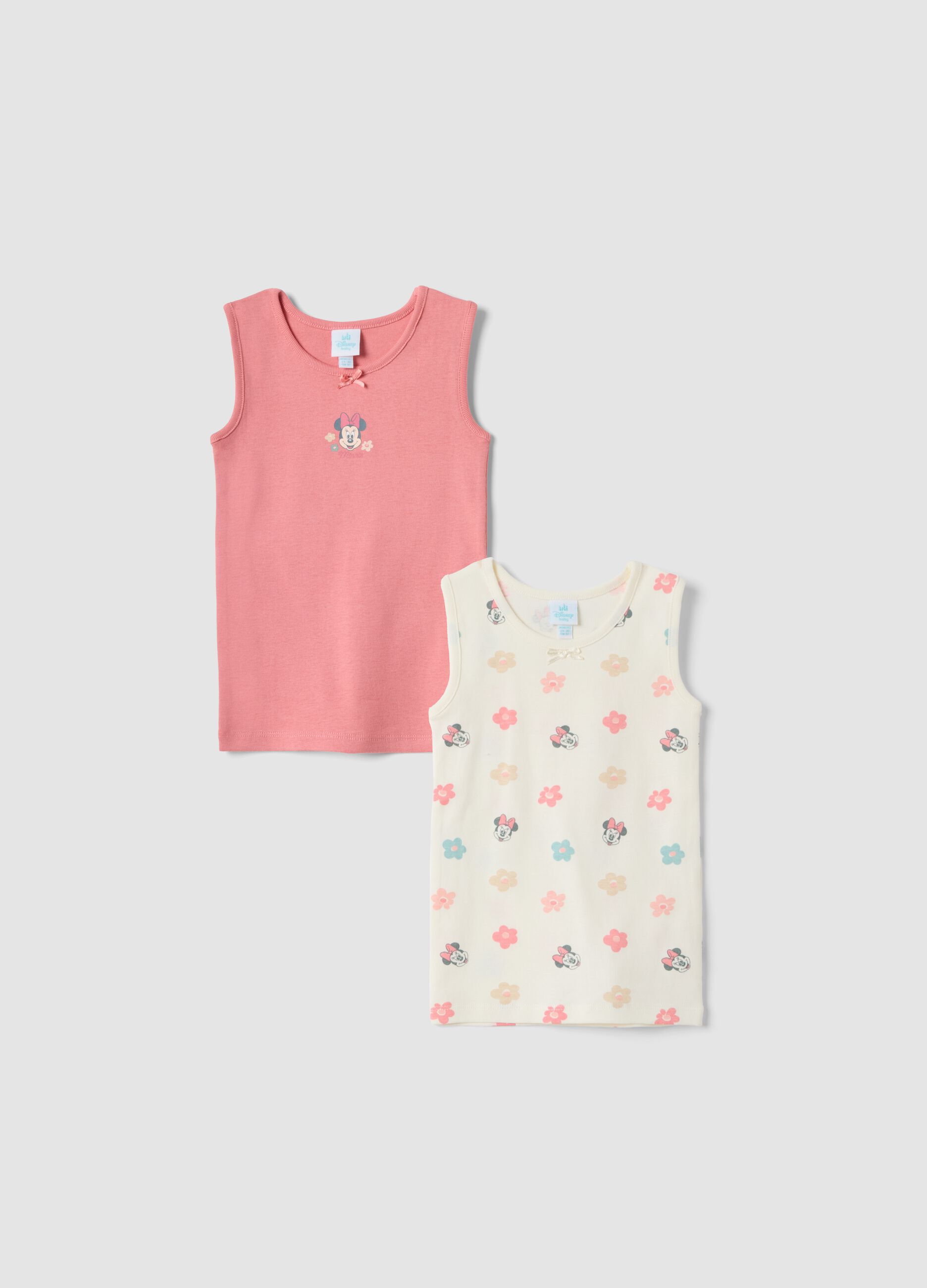 2-pack multicolour Minnie print organic cotton vests