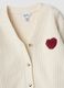 White knitted cardigan with heart embroidery, regular fit_2