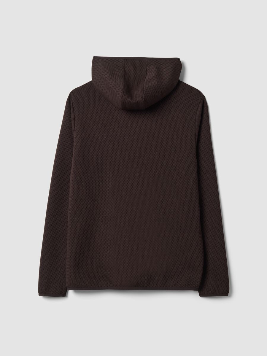 Brown stretch viscose and modal hoodie with crew neck_2
