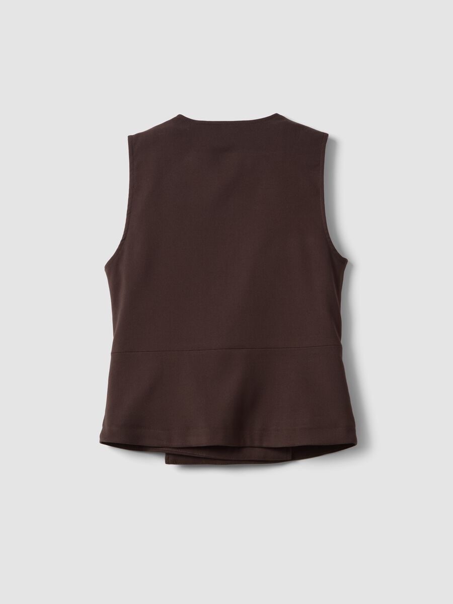 Brown stretch viscose waistcoat with belt_6